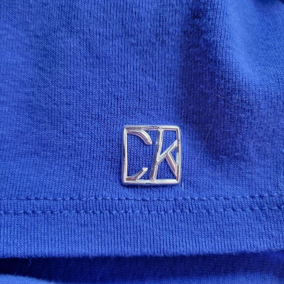 Calvin Klein Knot Front Short Sleeve V-Neck Top Blue Size 2X - Picture 8 of 11
